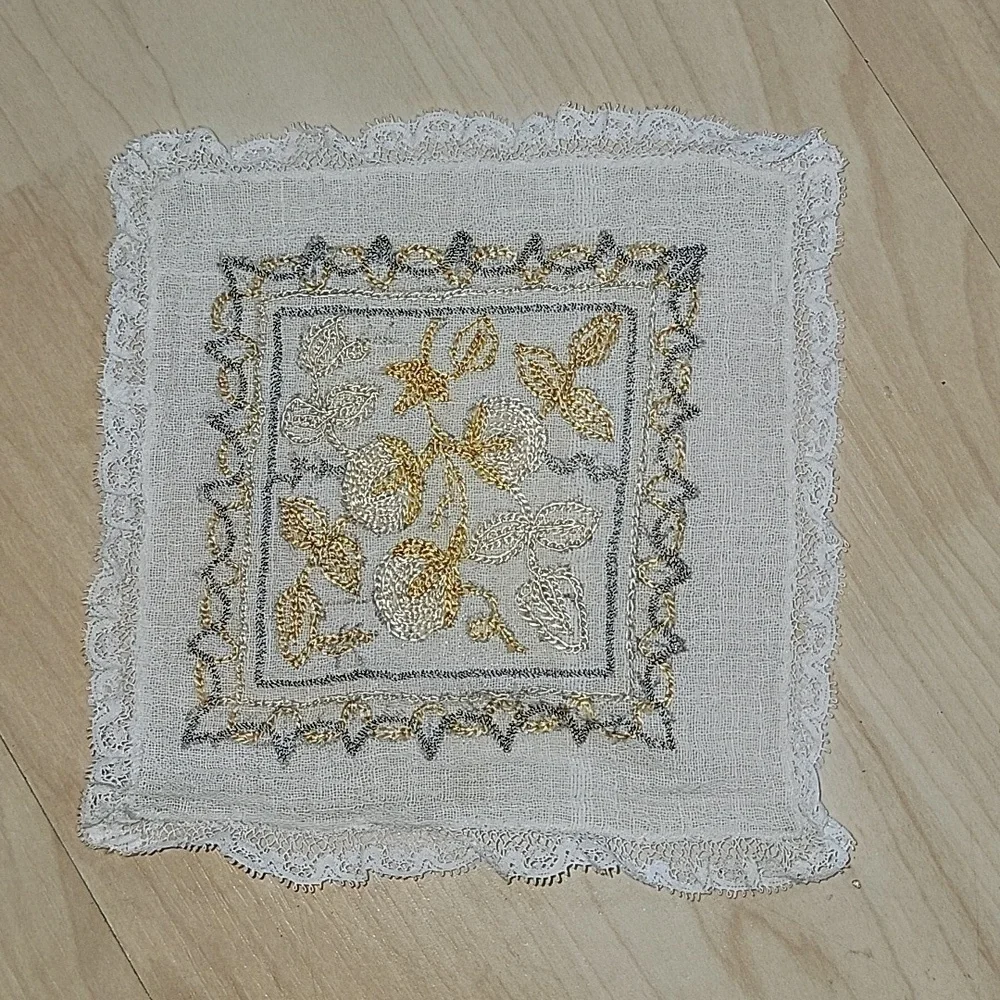 Syrian Aghabani Vintage Hand Embroidered Lace Coasters 9 Pieces